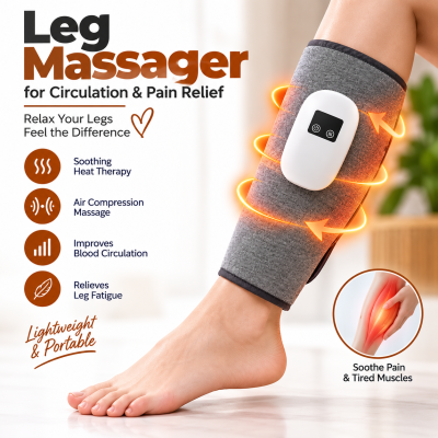 Cordless Leg Massager for Circulation and Pain Relief – Calf Air Compression Massager with Heat Therapy, Rechargeable Wireless Leg Wrap for Muscle Fatigue